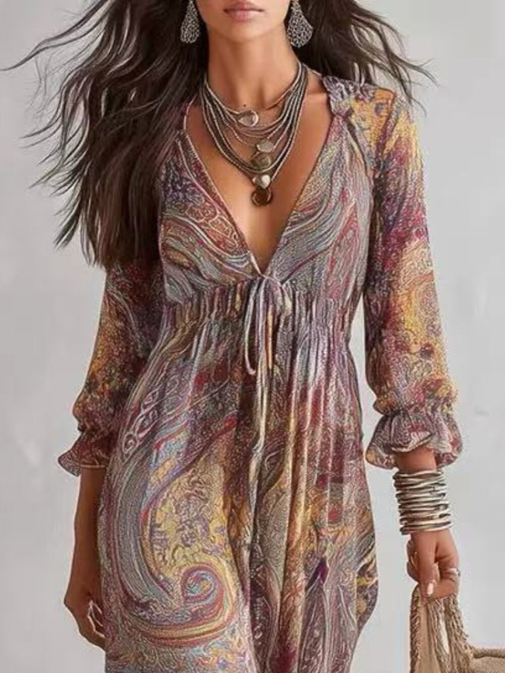 Zimmermann Boho Paisley Midi Dress in Multicolor - Picture 2 of 4